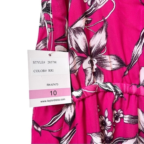 TAYLOR Long Formal Dress Sleeveless Fuchsia Black and Cream Size 10 NWT - Picture 10 of 11